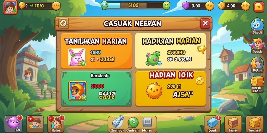 Tampilan menarik dengan tema permainan yang beragam.